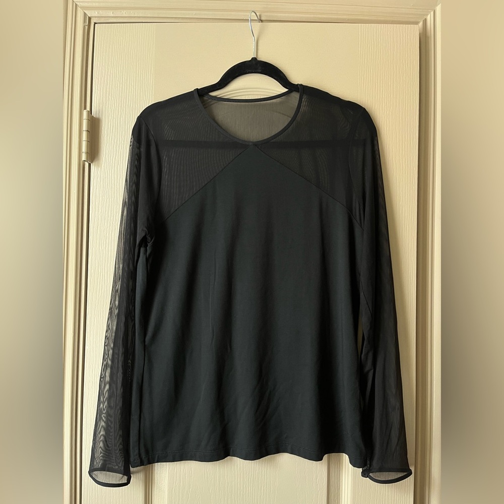 Lauren Ralph Lauren Black Sheer Sleeve Blouse